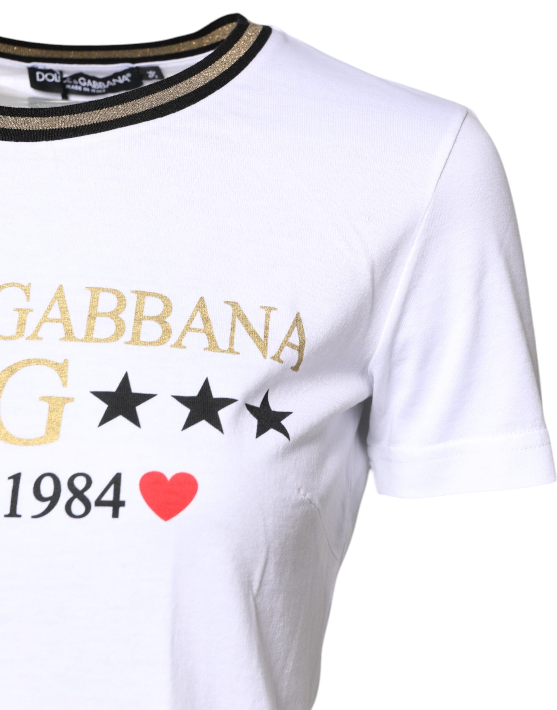 White Graphic Print Cotton Crew Neck T-shirt