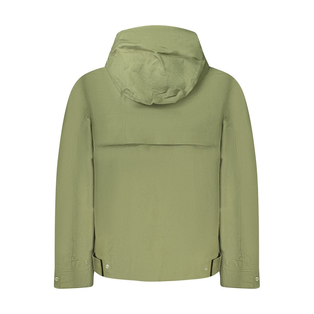 Green Cotton Men Jacket