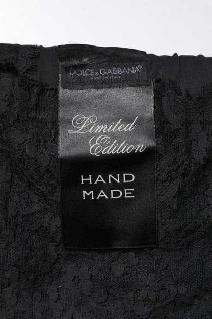 Black Lace Sheer Sacred Heart Crew Neck Top