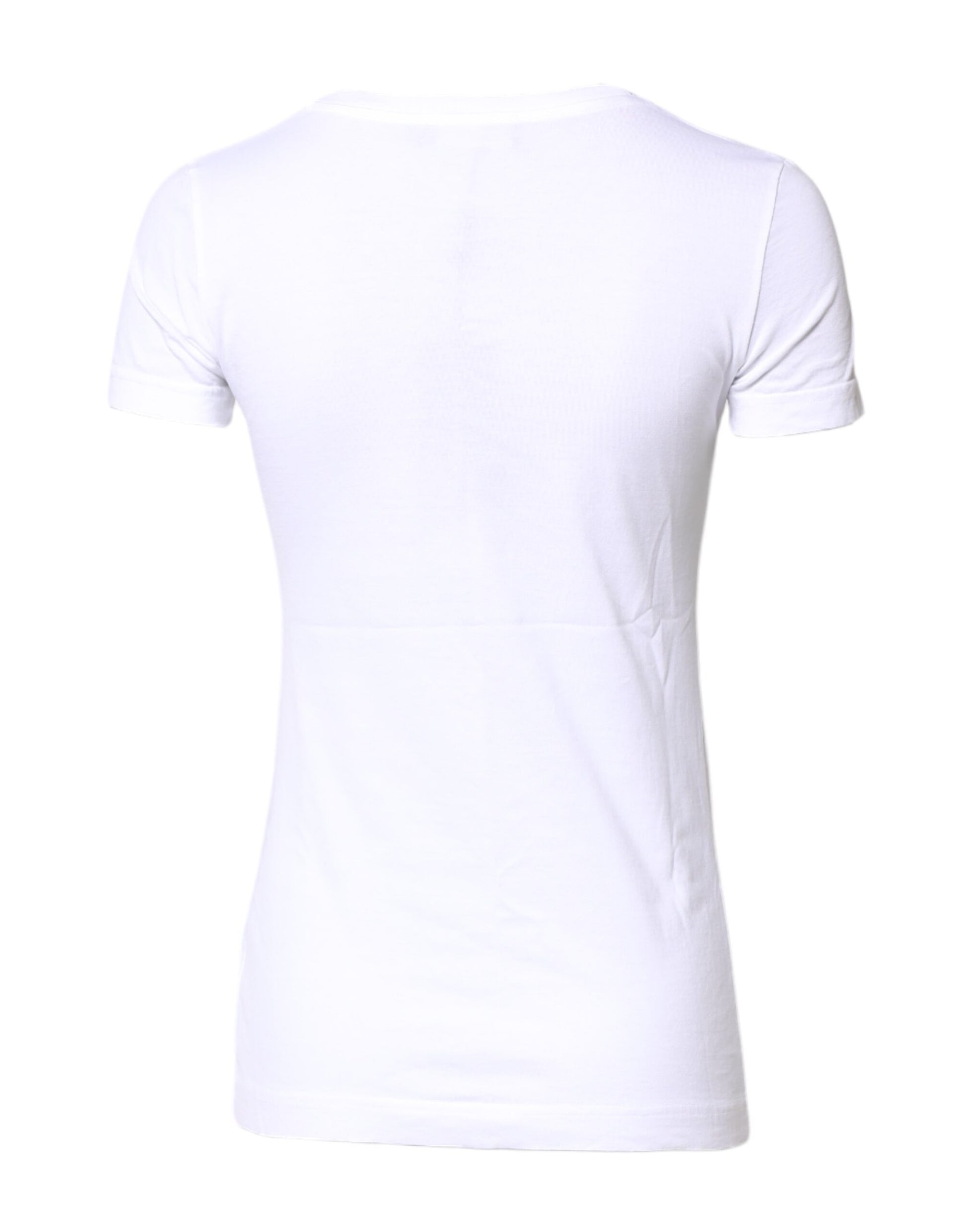 White Cotton Crew Neck Short Sleeves T-shirt