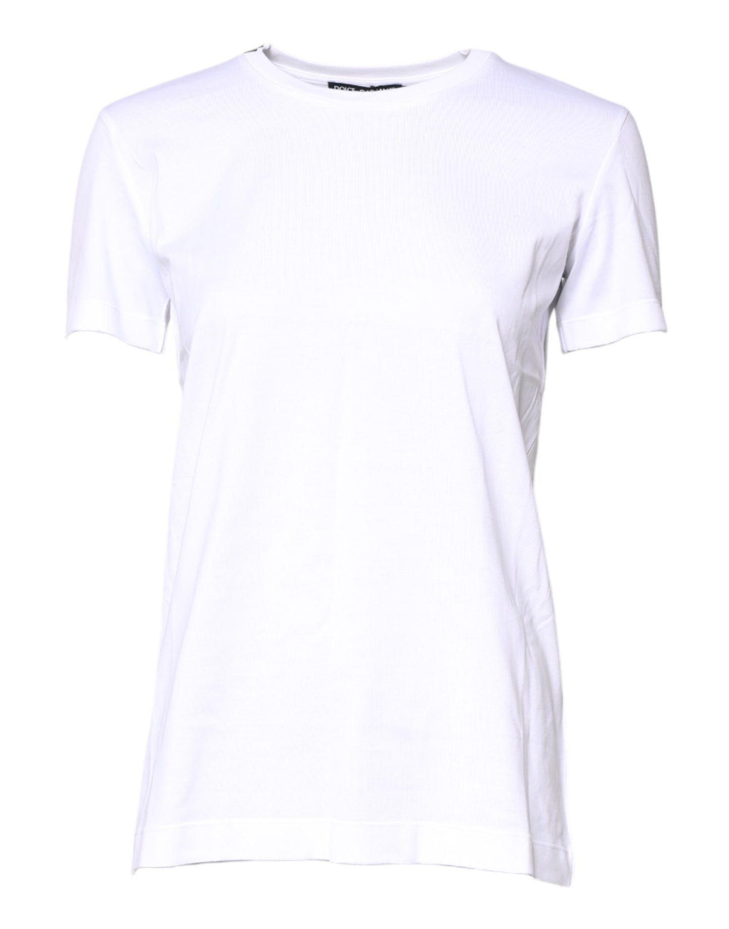 White Cotton Crew Neck Short Sleeves T-shirt