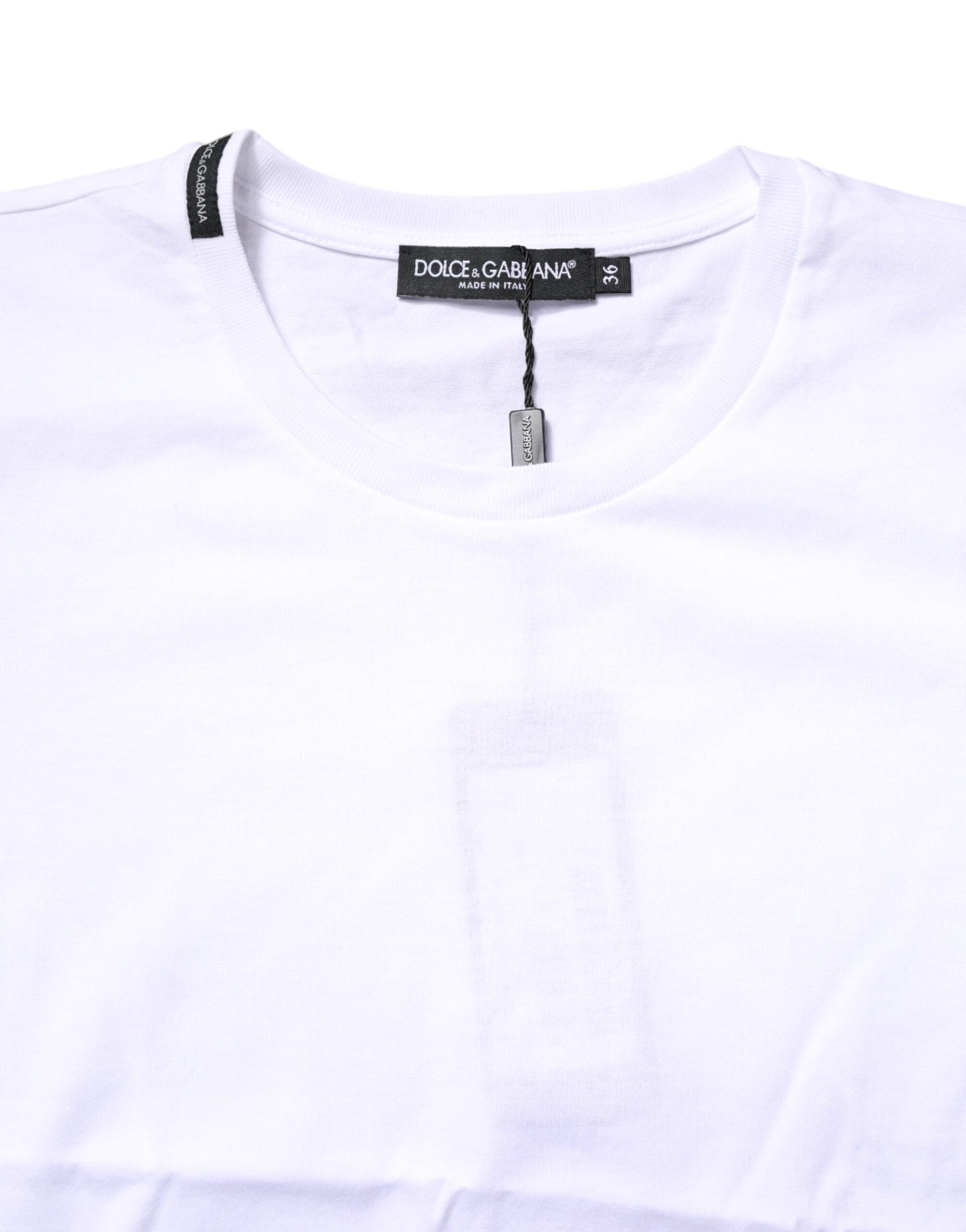 White Cotton Crew Neck Short Sleeves T-shirt