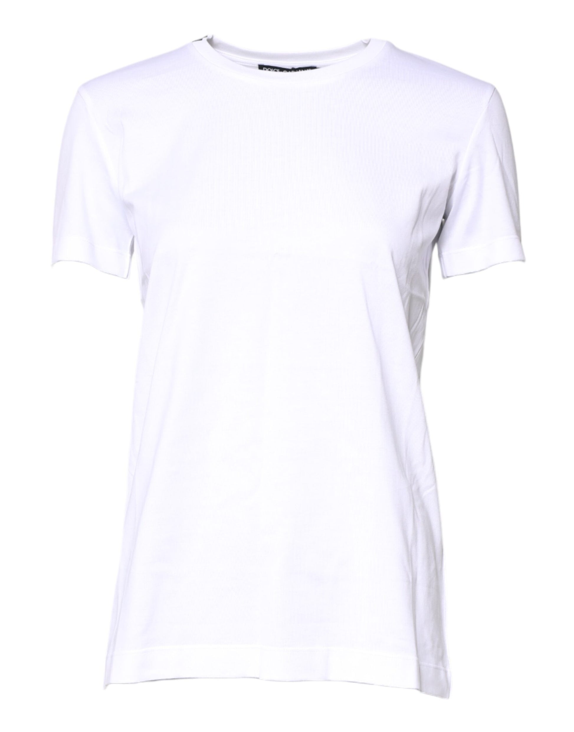 White Cotton Crew Neck Short Sleeves T-shirt