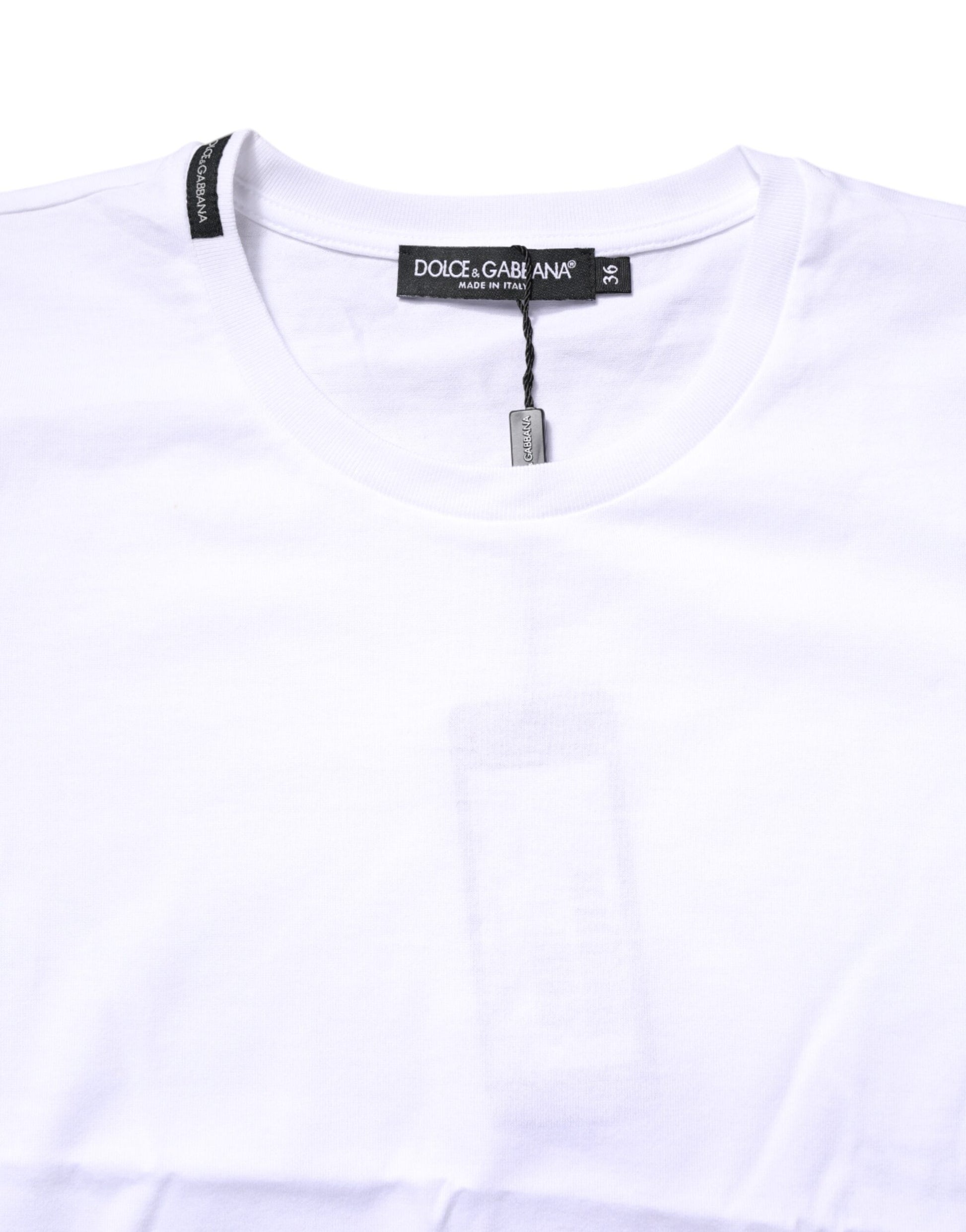 White Cotton Crew Neck Short Sleeves T-shirt