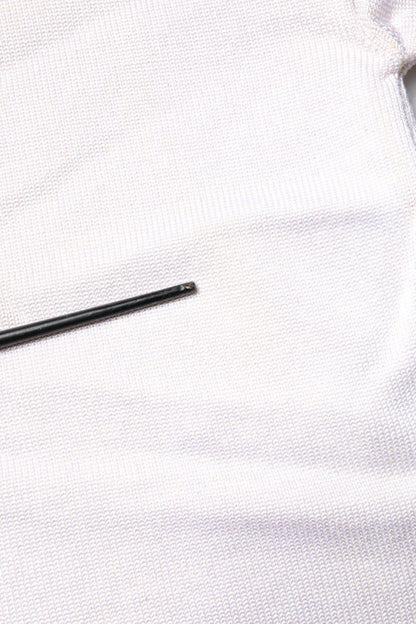 White Viscose Crew Neck Long Sleeves Pullover Sweater