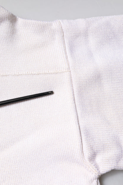 White Viscose Crew Neck Long Sleeves Pullover Sweater