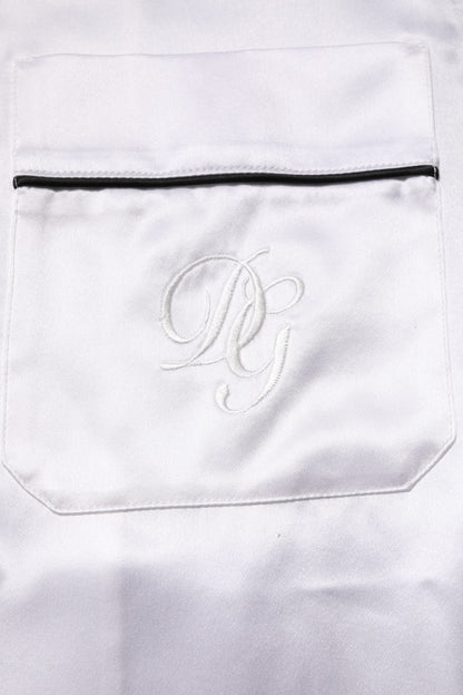 White Satin Silk Men Pajama Set Sleepwear