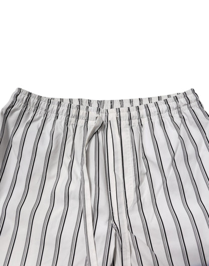 White Black Stripes Cotton Men Pajama Set Sleepwear