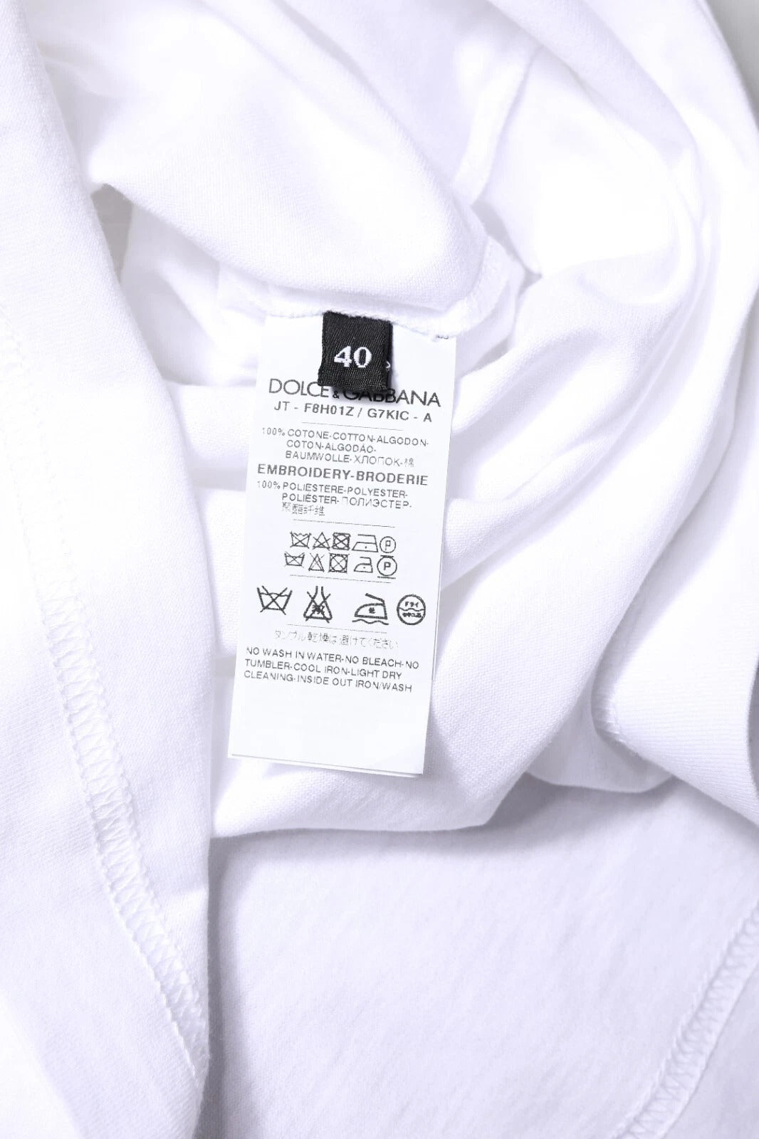 White #DGFamily Print Cotton Crew Neck T-shirt