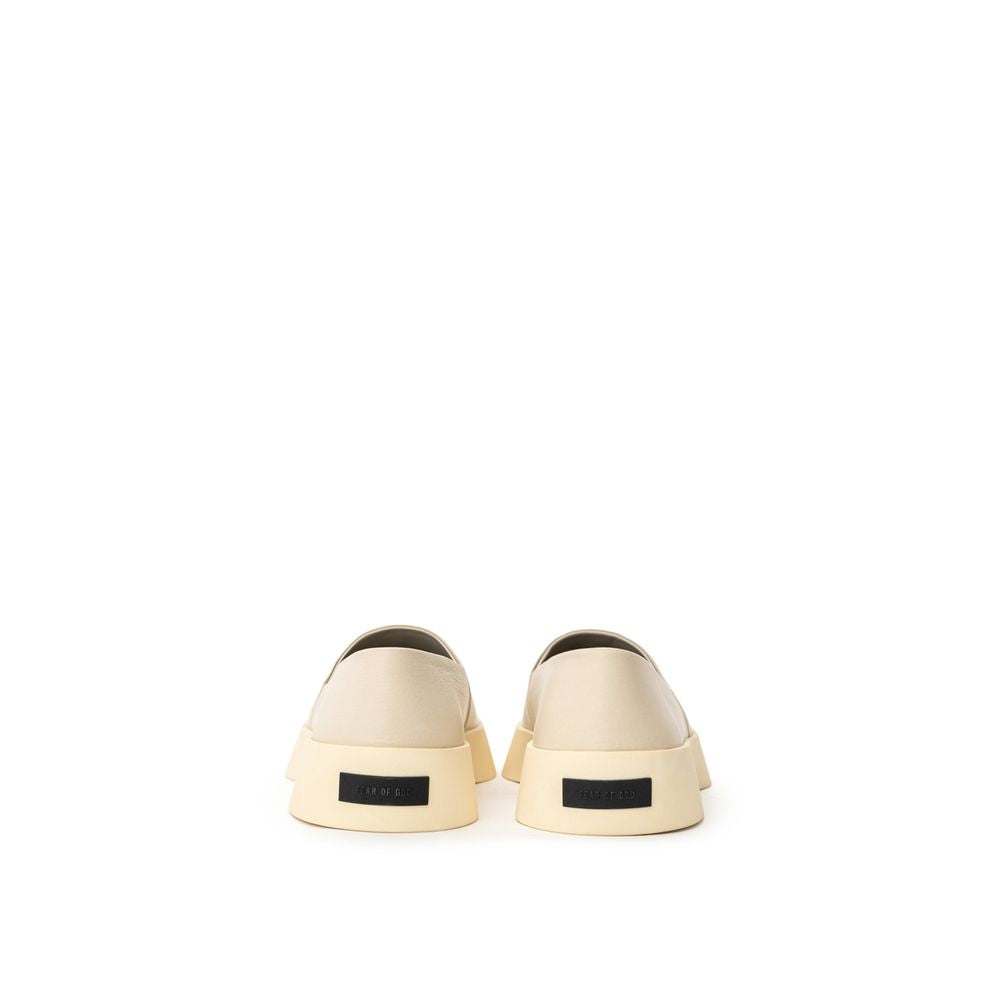 Beige Leather Slip-On Loafer