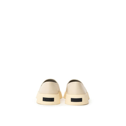 Beige Leather Slip-On Loafer