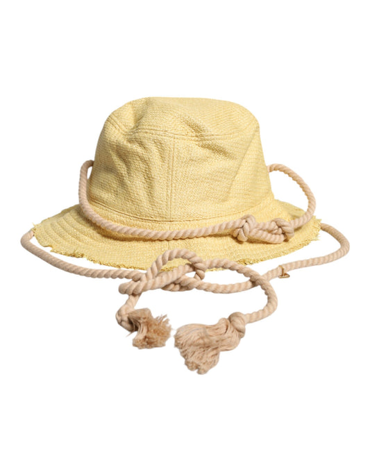 Yellow Cotton Wide Brim Bucket
