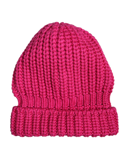 Pink Solid Wool Knitted Winter Beanie Hat