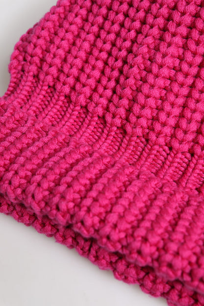 Pink Solid Wool Knitted Winter Beanie Hat