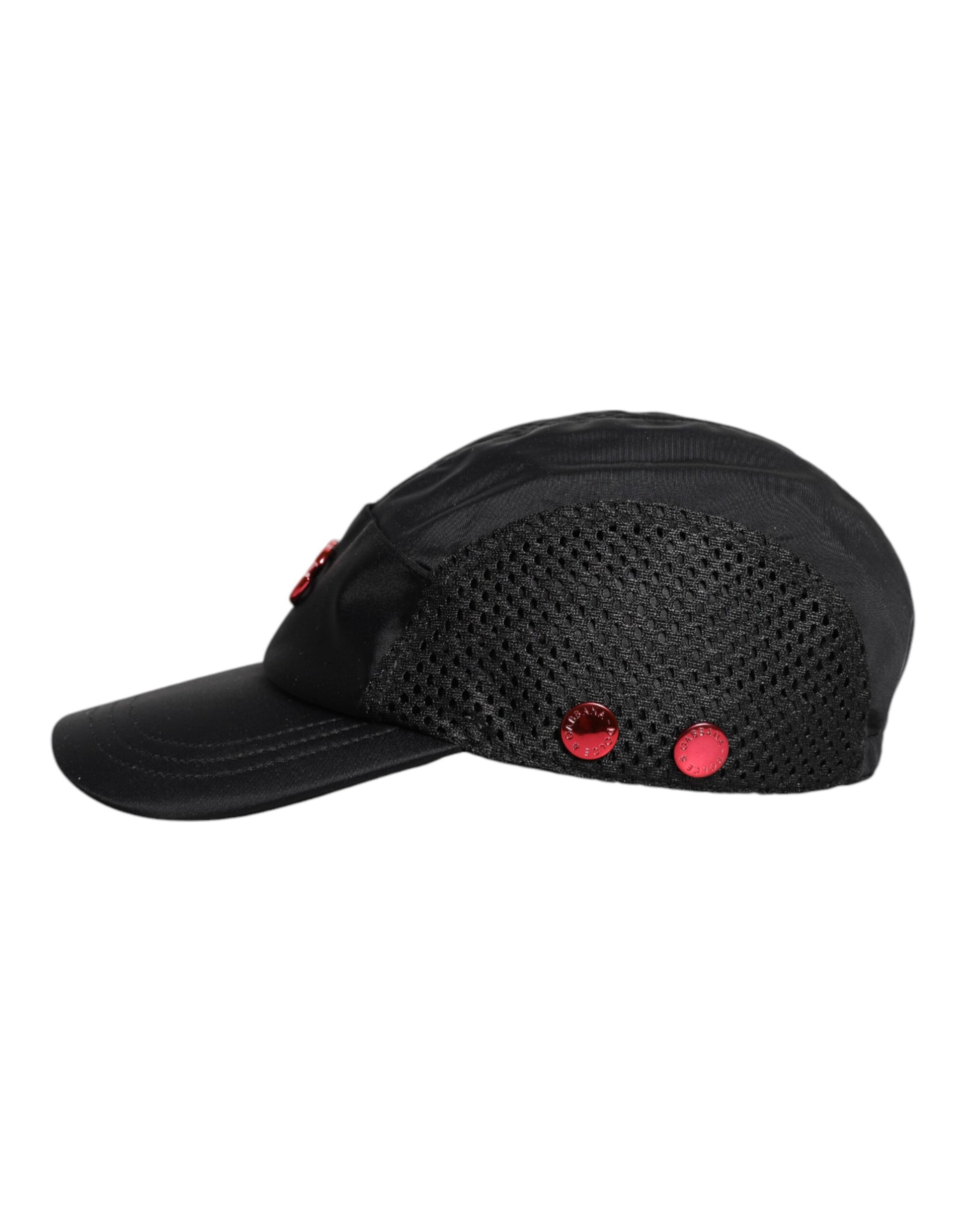 Black Nylon Logo 6 Panels Baseball Cap