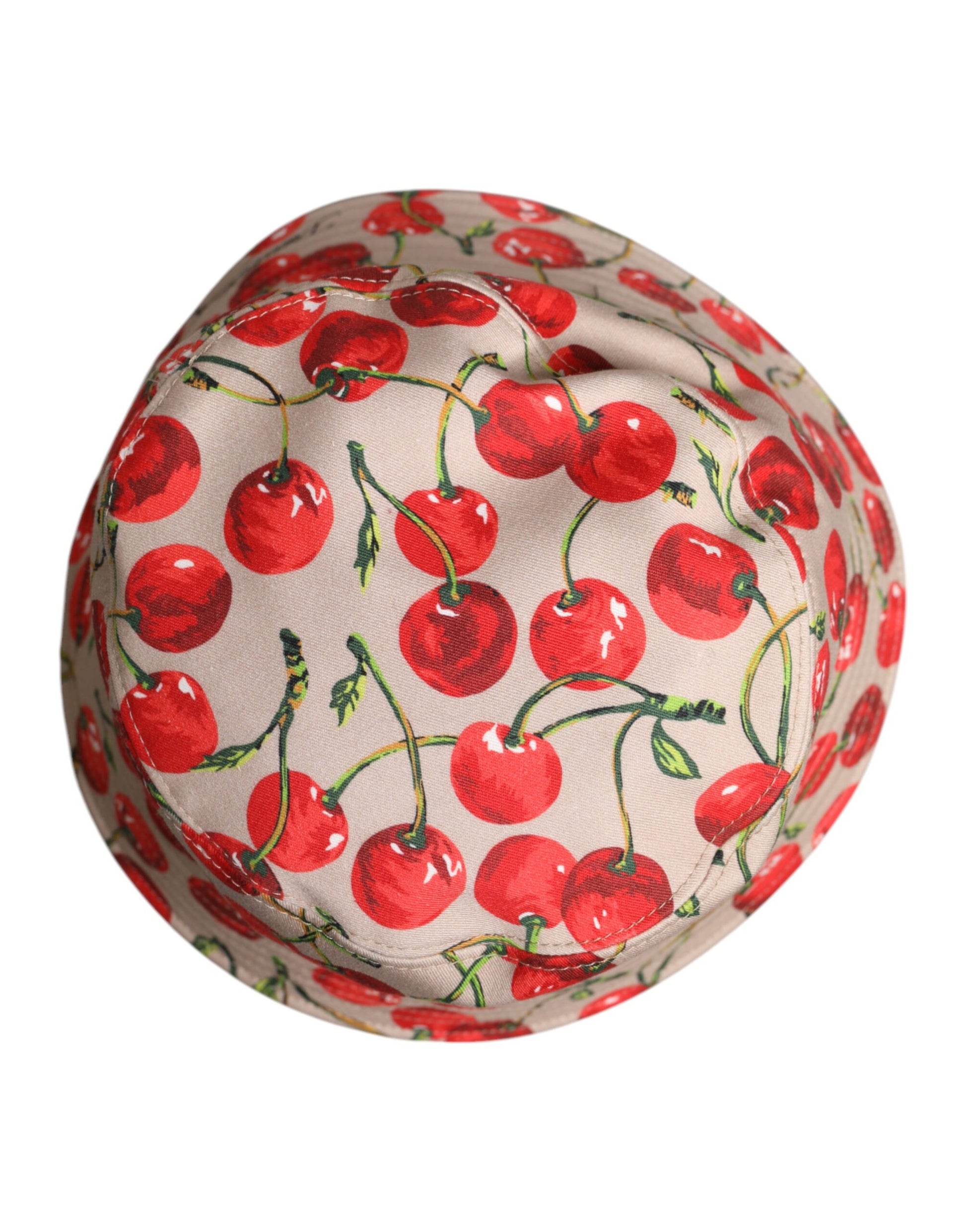 Beige Cotton Printed Wide Brim Bucket Hat