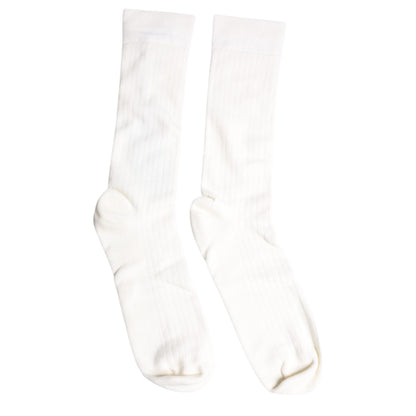 White Cotton Solid Mid Calf Men Socks