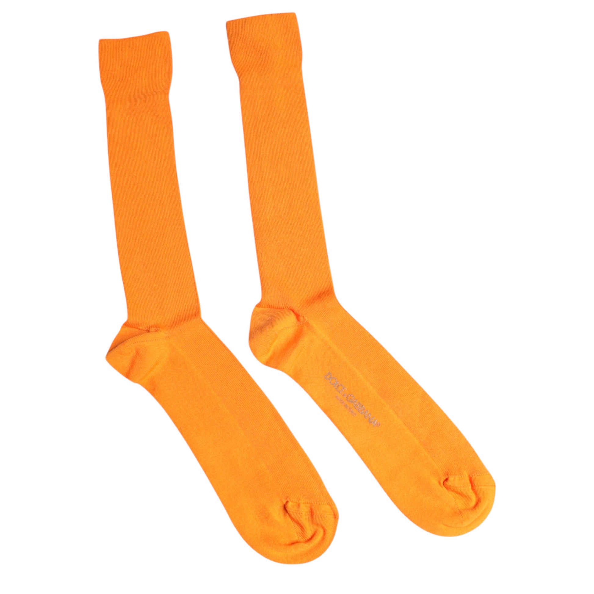 Orange Cotton Logo Over The Calf Socks