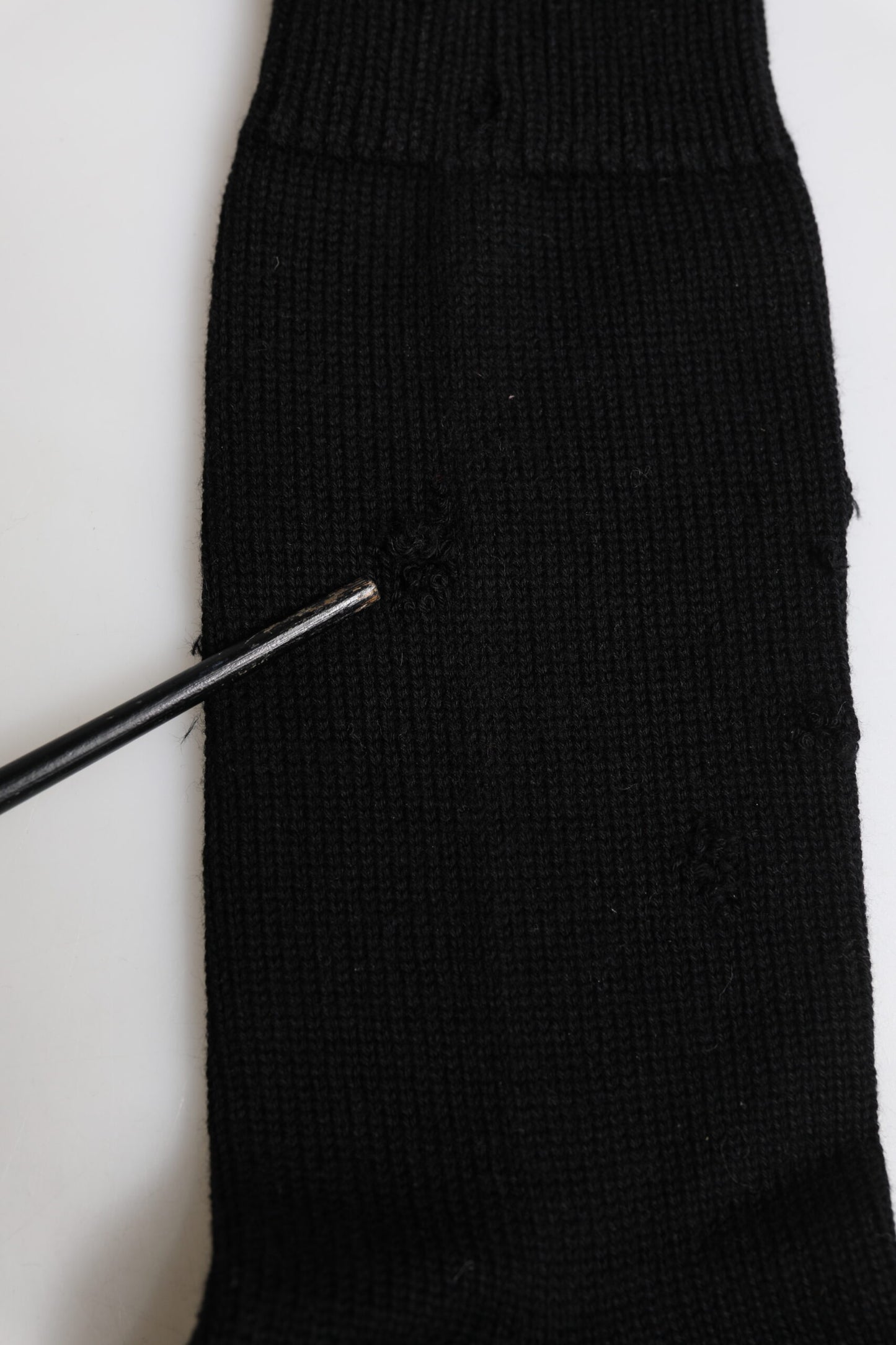 Black Solid Stretch Mid Calf Men Socks