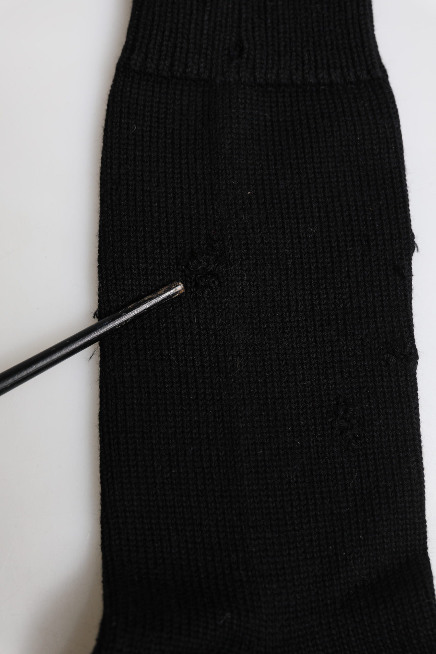 Black Solid Stretch Mid Calf Men Socks