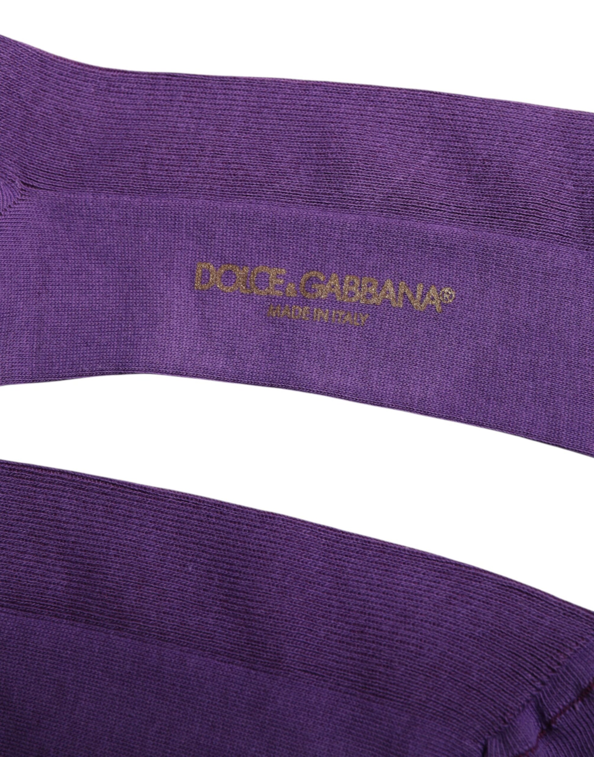 Purple Cotton Logo Over The Calf Socks