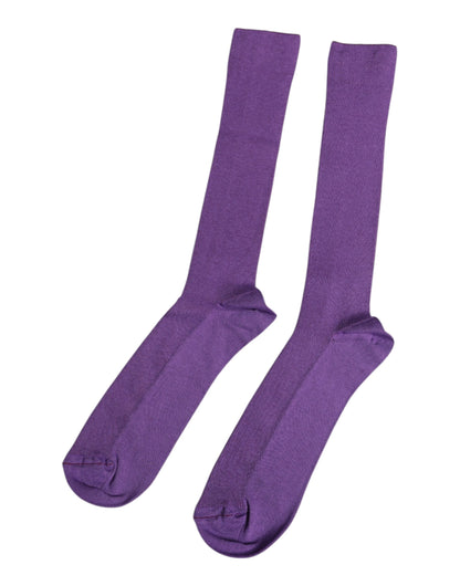 Purple Cotton Logo Over The Calf Socks