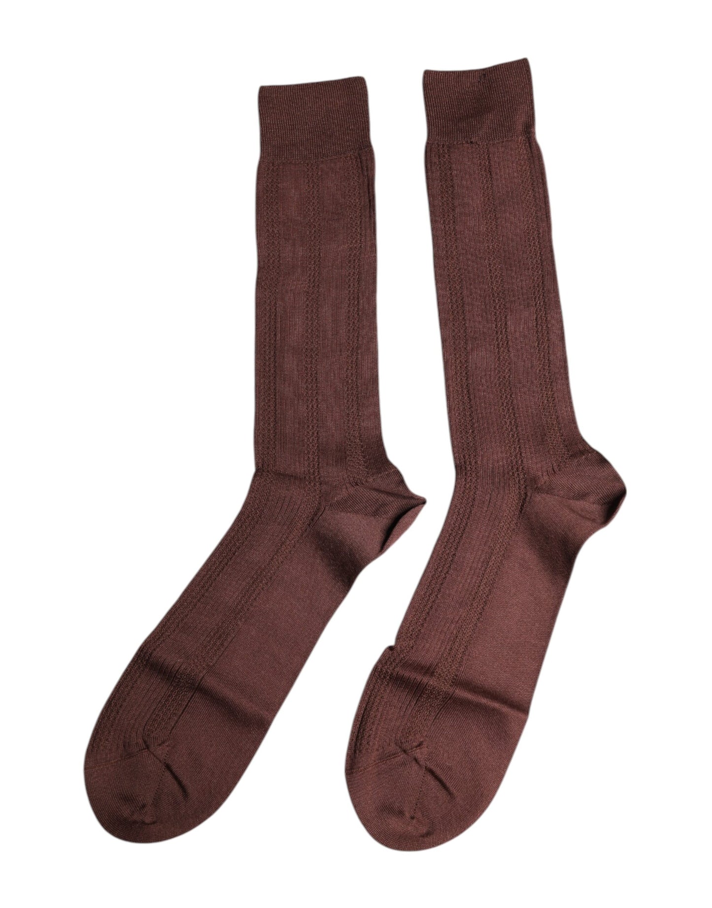 Brown Stretch Logo Print Mid Calf Socks
