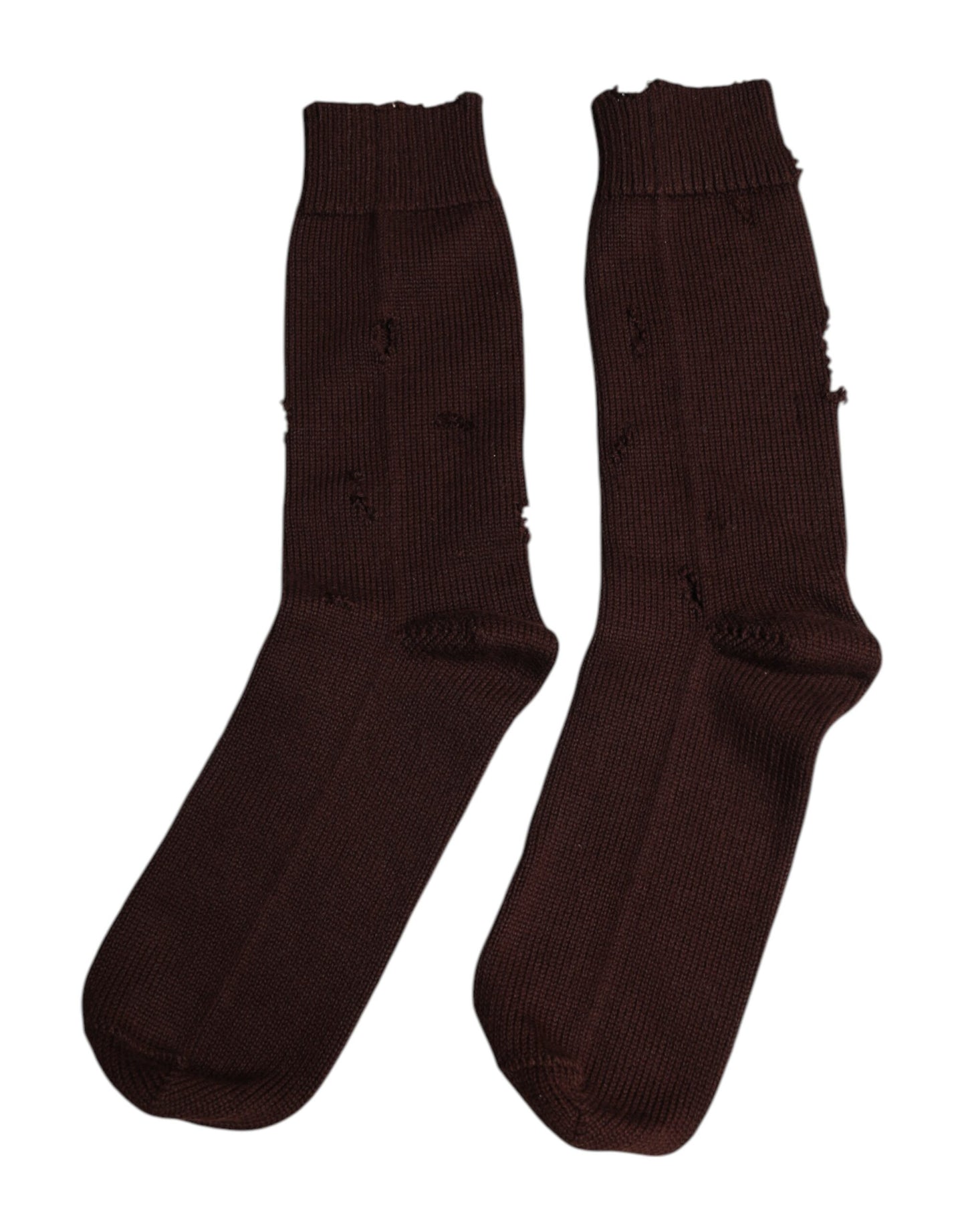Brown Solid Cotton Stretch Mid Calf Socks