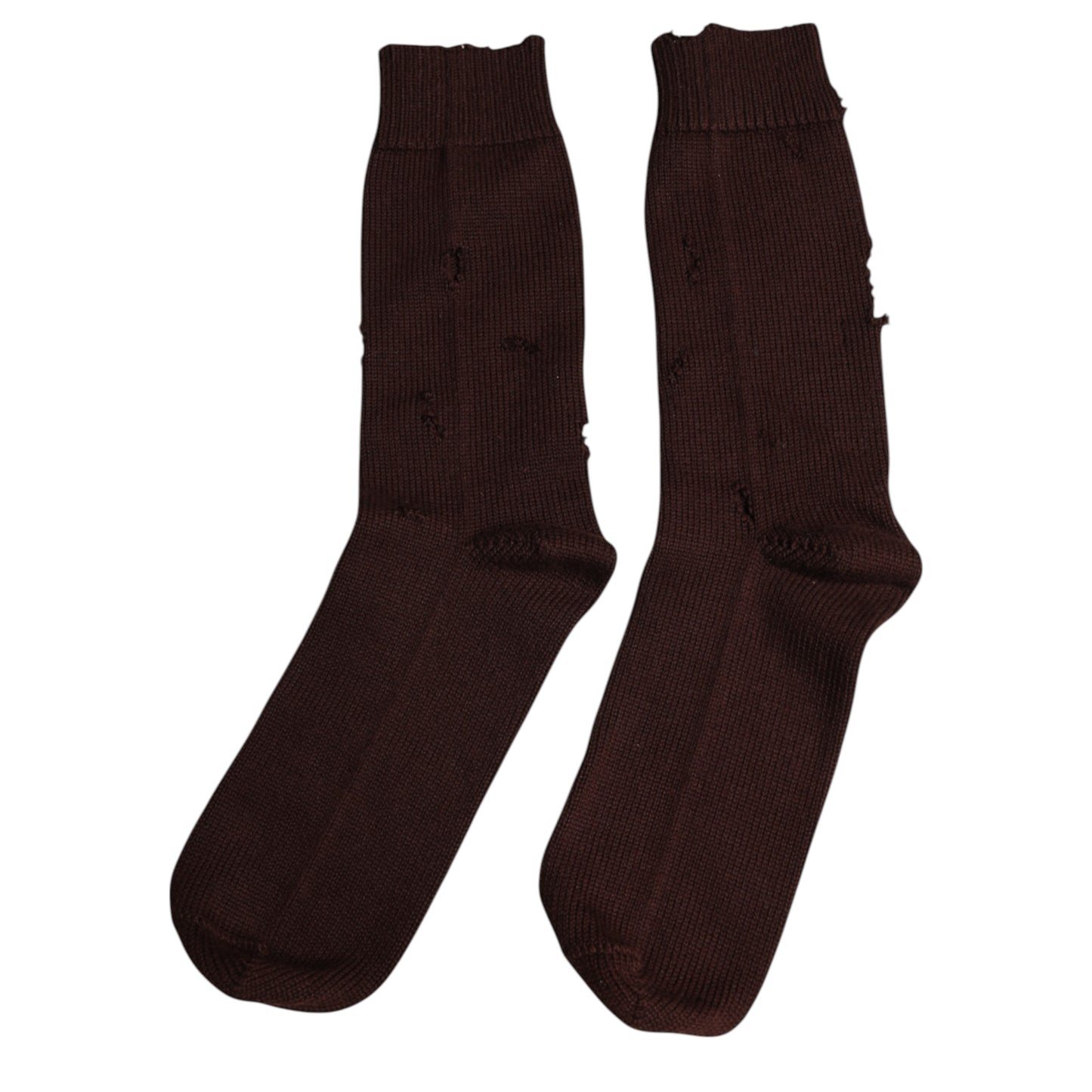 Brown Solid Cotton Stretch Mid Calf Socks