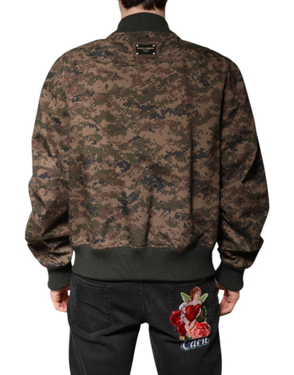 Brown Camouflage Bomber Full Zip Jacket