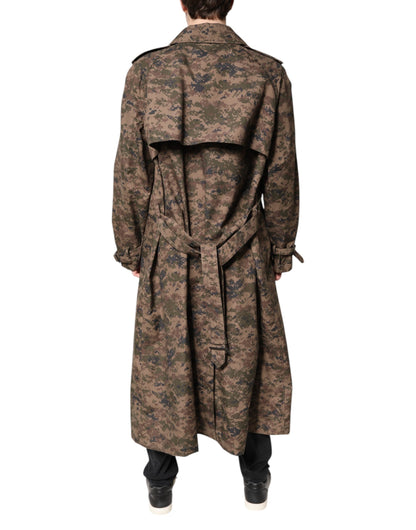 Multicolor Camouflage Double Breasted Coat Jacket