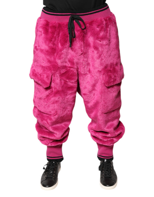 Pink Acrylic Cargo Jogging Sweatpants Pants