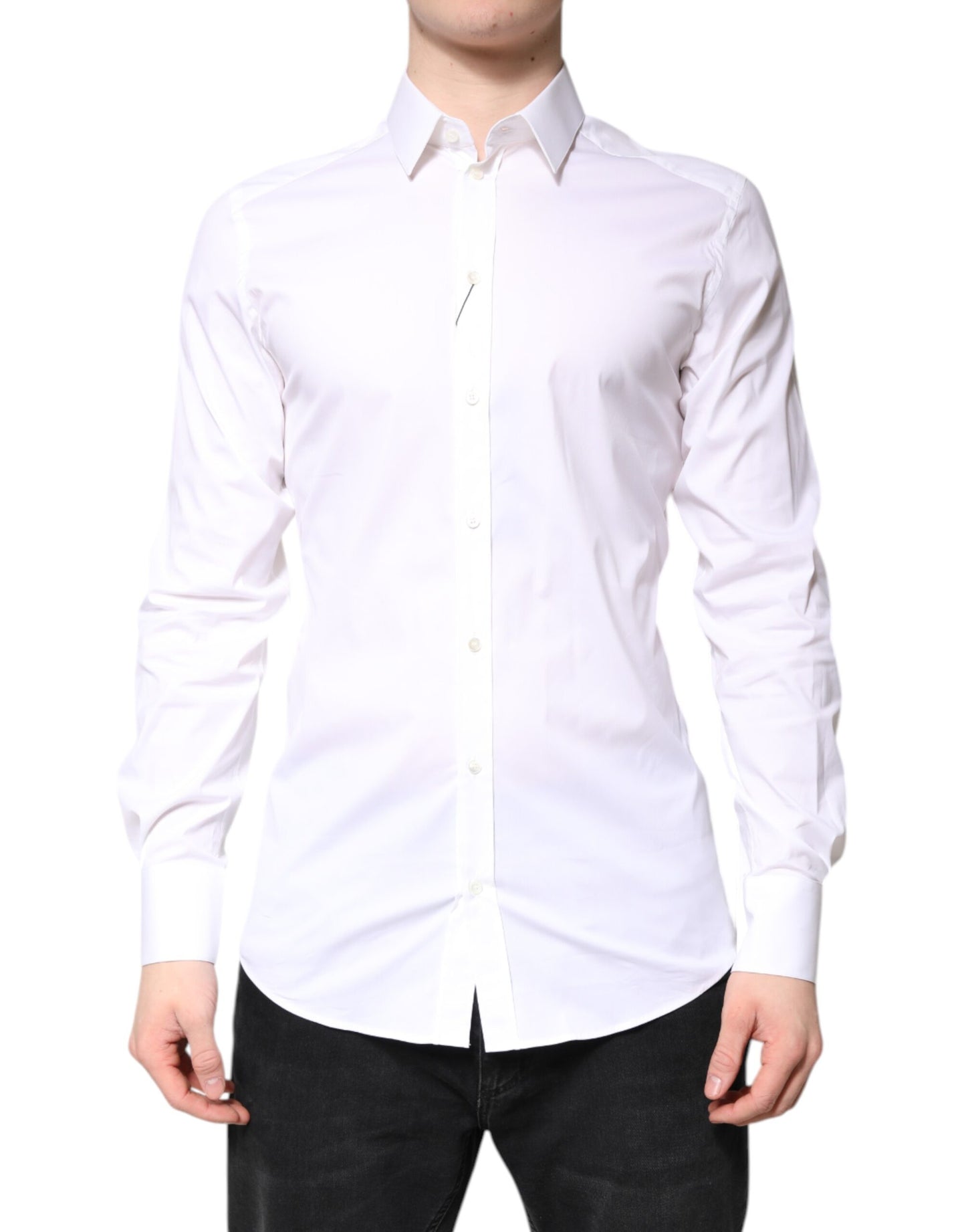 White Cotton GOLD Dress Formal Collared Shirt