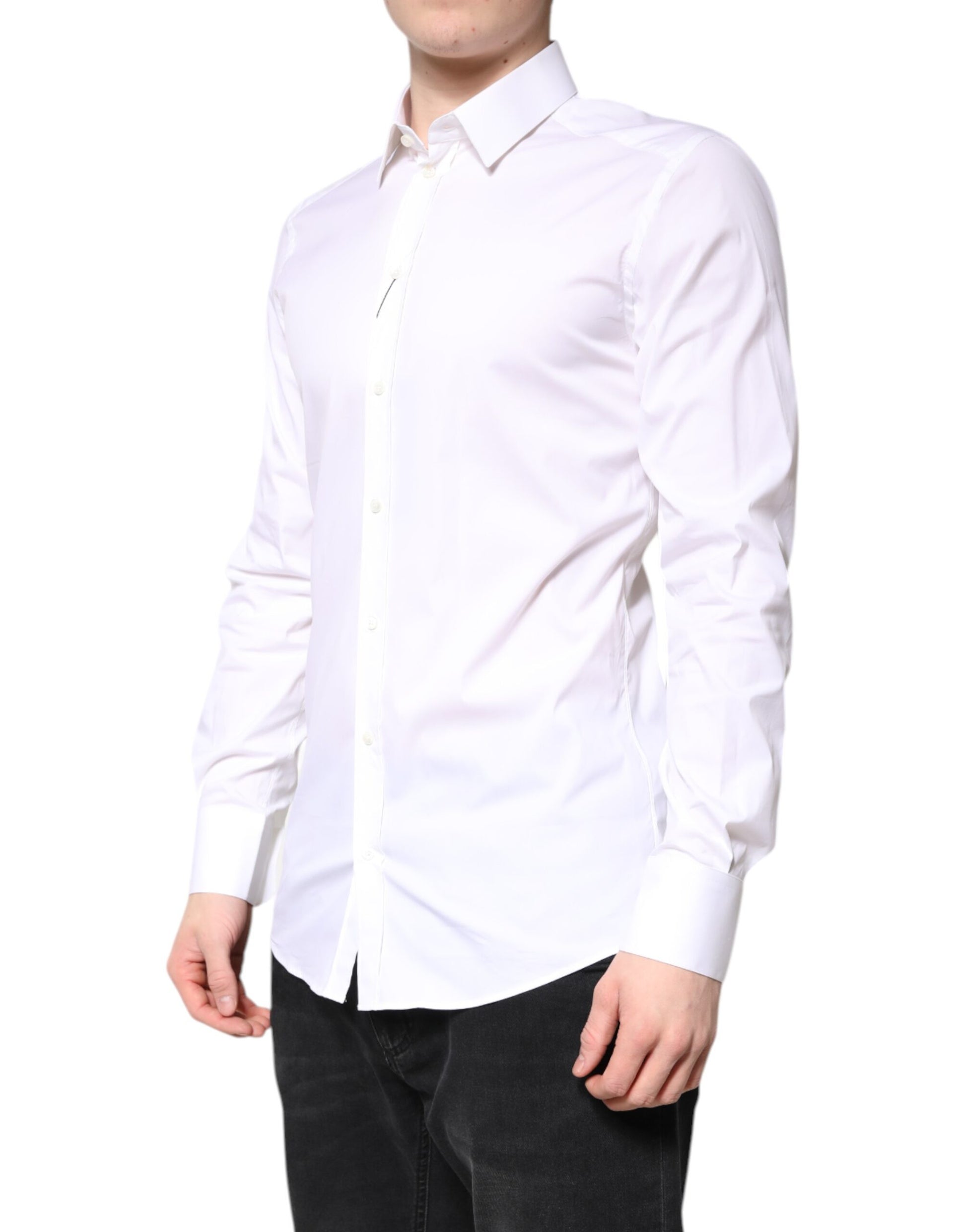 White Cotton GOLD Dress Formal Collared Shirt