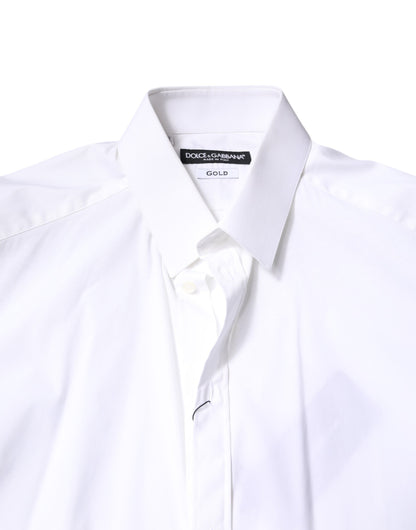 White Cotton GOLD Dress Formal Collared Shirt