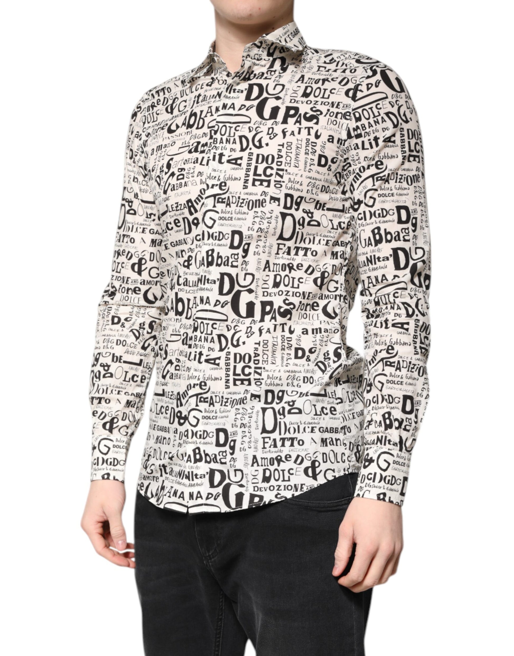 White Black Logo MARTINI Men Casual Shirt