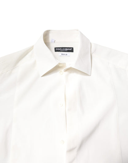 White Silk GOLD Dress Formal Collared Shirt