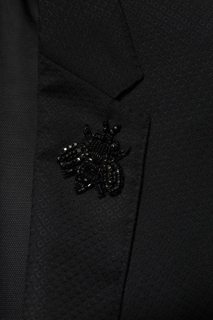 Black Wool Single Breasted 2 Piece Suit