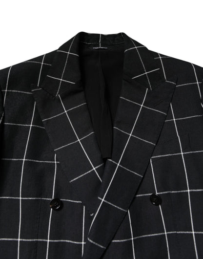 Black TAORMINA Double Breasted 2 Piece Suit