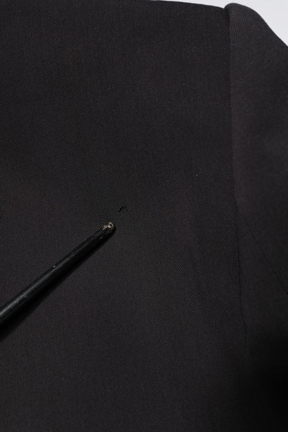 Black Cotton Single Breasted 2 Piece Suit