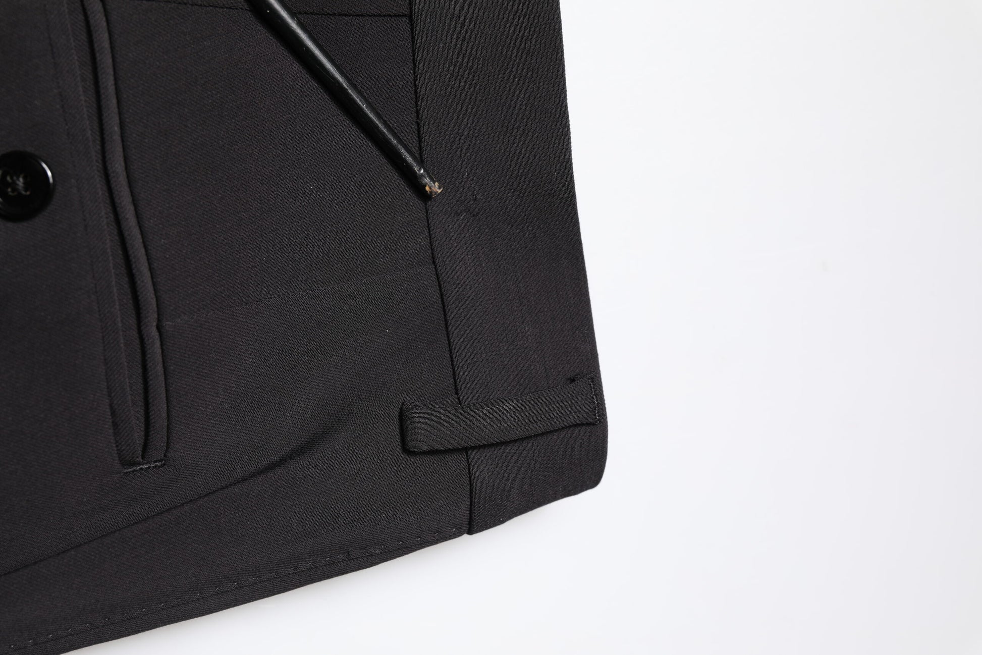 Black Cotton Single Breasted 2 Piece Suit