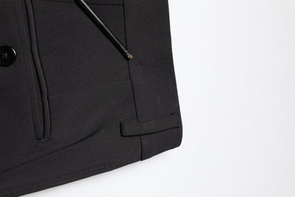 Black Cotton Single Breasted 2 Piece Suit
