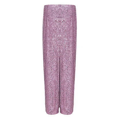 Pink Polyester Long Skirt