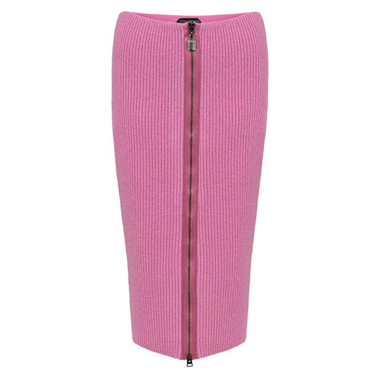 Pink Wool Midi Skirt