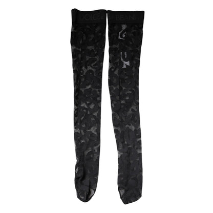 Black Floral Lace Cotton Stretch Stockings Socks