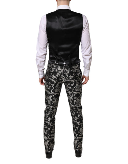 Black Gray MARTINI Jacquard Men 3 Piece Suit