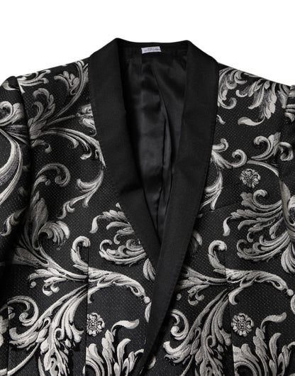 Black Gray MARTINI Jacquard Men 3 Piece Suit