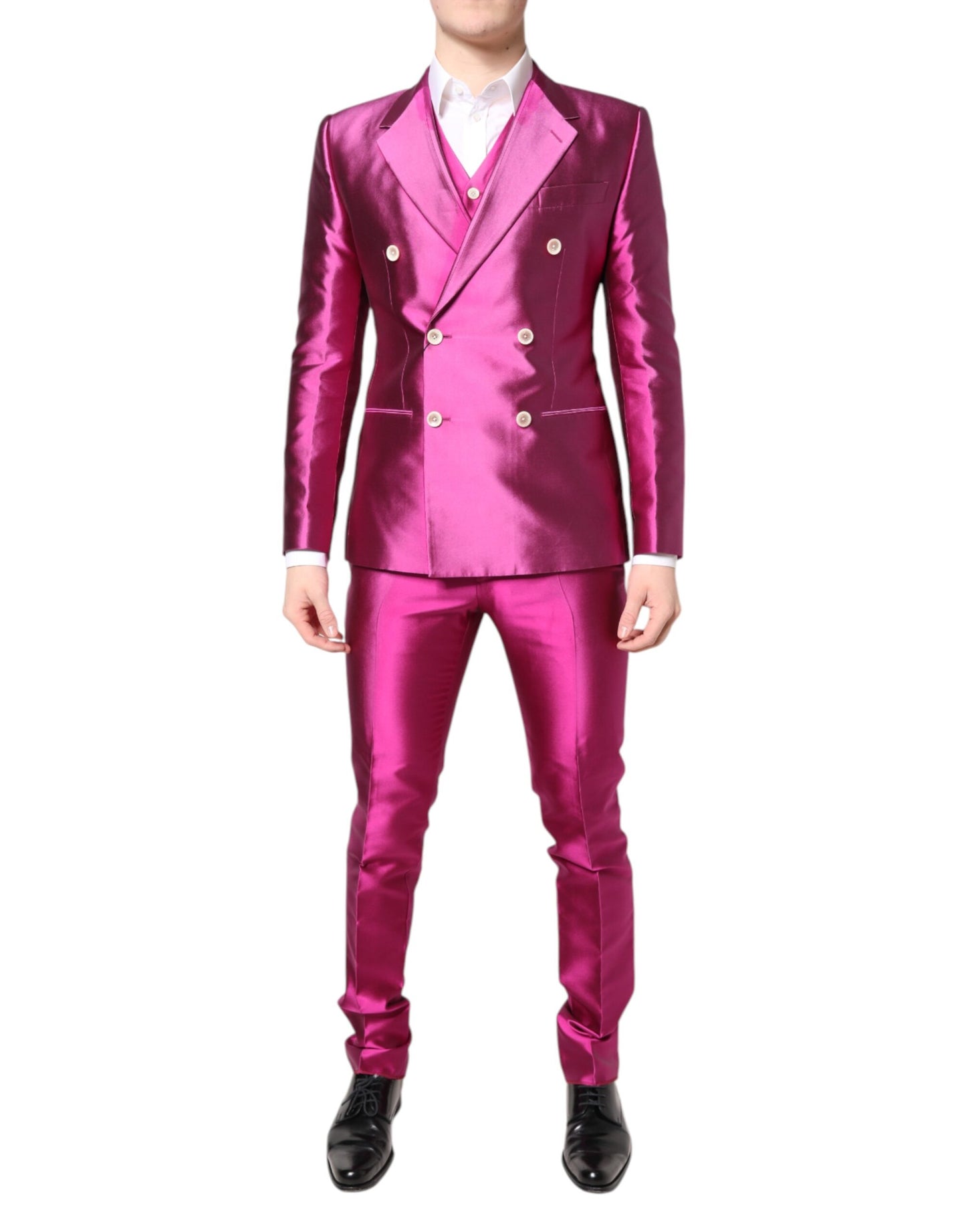 Pink SICILIA Double Breasted 3 Piece Suit