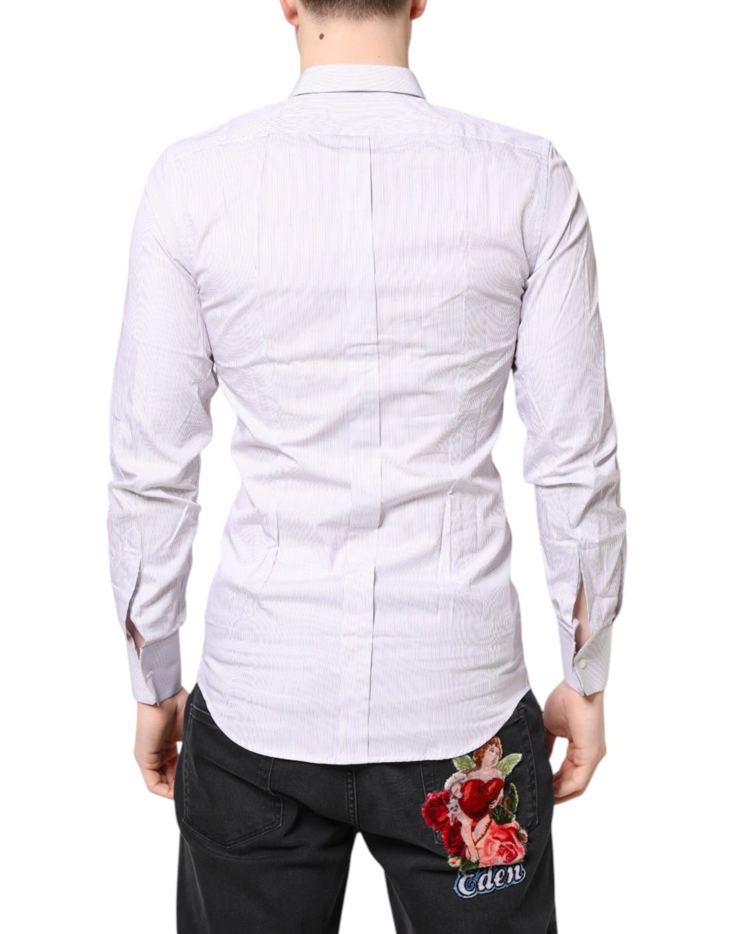 White Striped Cotton GOLD Long Sleeves Shirt