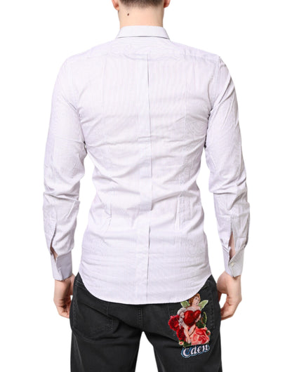White Striped Cotton GOLD Long Sleeves Shirt
